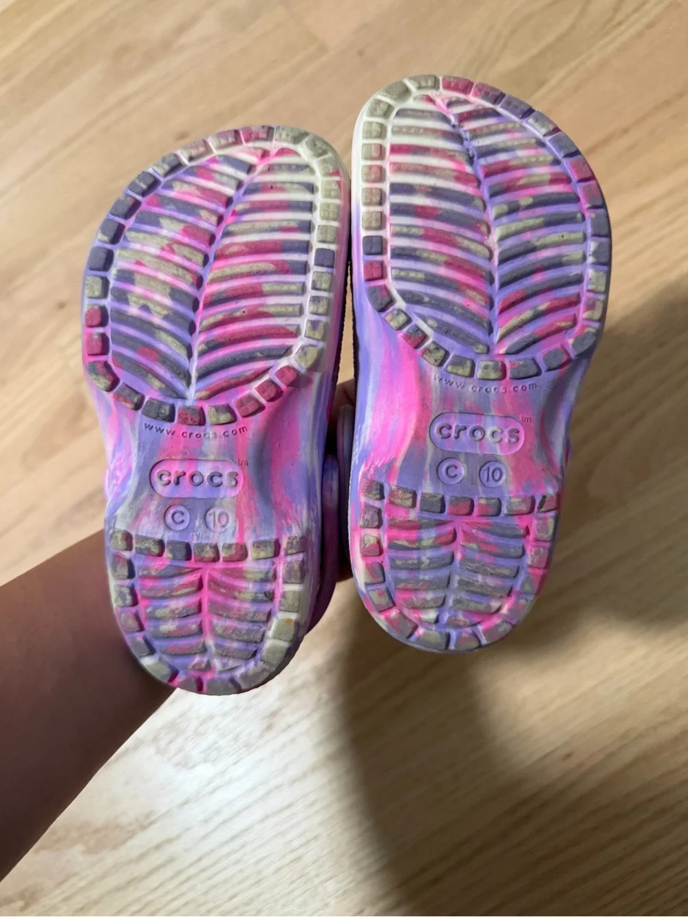 CROCS Kids Tie-Dye Style Clogs in Pink & Purple